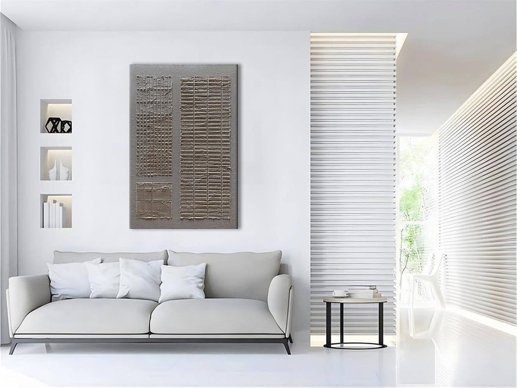Slyart Hand-Painted Beige and White Texture Abstract Wall Art Oil Painting 45x30 inch Contemporary Minimalist Art Home Wall Decoration for Living Room Bedroom Kitchen Office