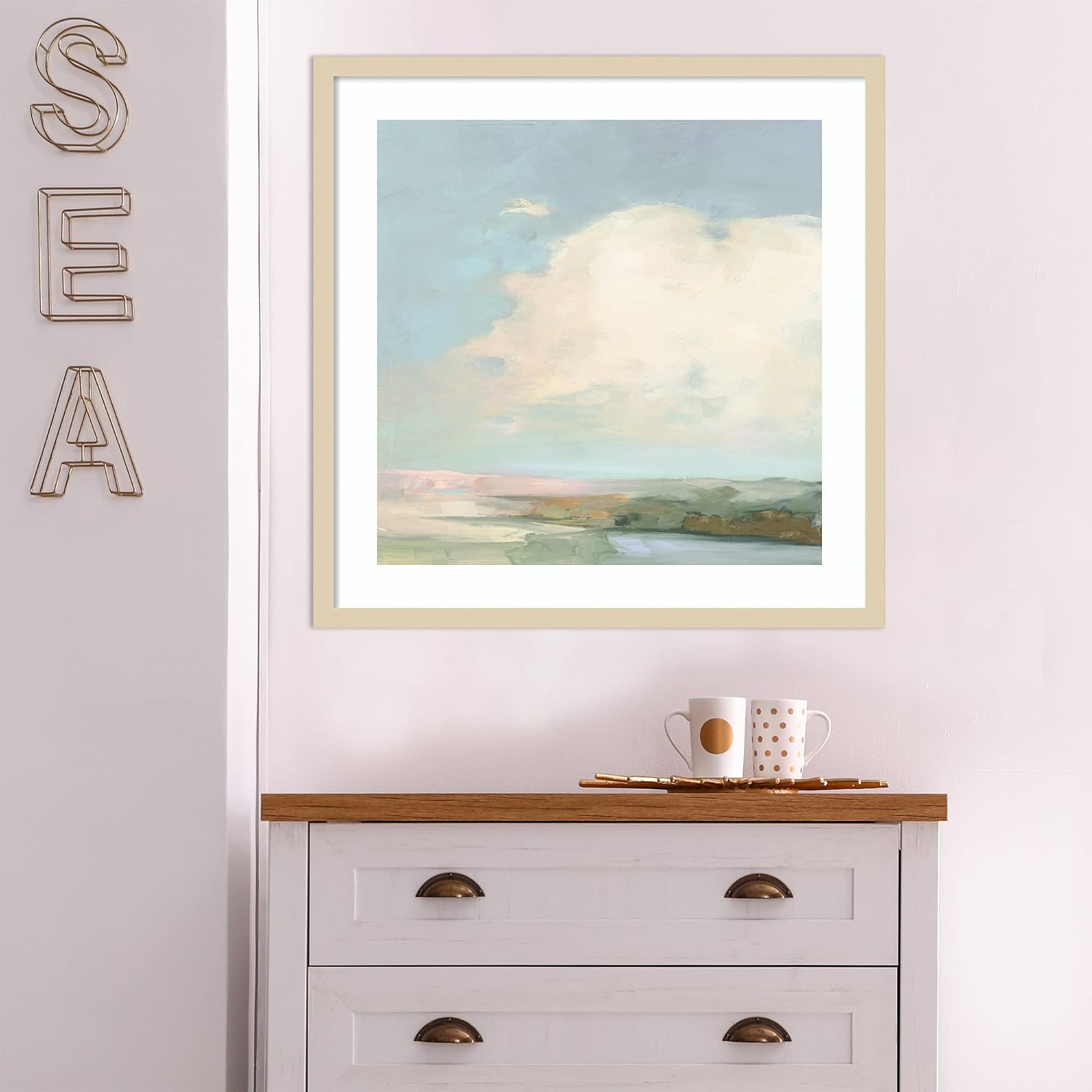 Amanti Art Framed Wall Art Print (25x25) Colorful Horizon II Blue by Julia Purinton Framed Poster for Wall Decor, Living Room, Bedroom, Bathroom, Kitchen, Office or Business Artwork from WI, USA