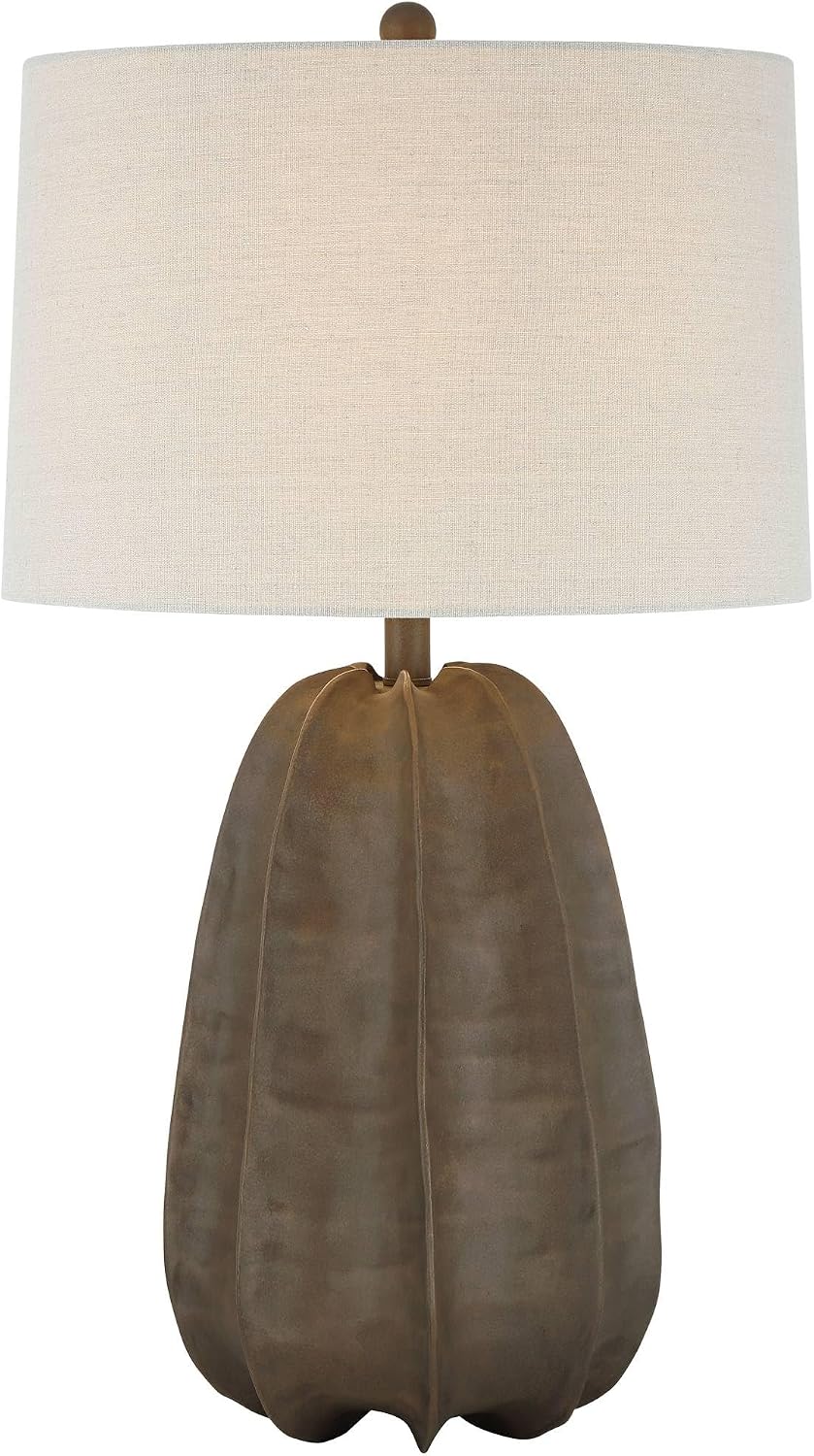 360 Lighting Calabasa 30' Tall Large Modern End 3-Way Table Lamp Chocolate Brown Finish Single Fabric White Shade Living Room Bedroom Bedside Nightstand House Office Home Reading Kitchen Entryway