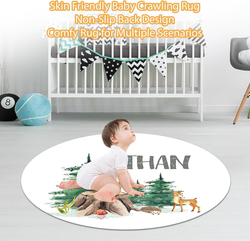 Custom Baby Crib Bedding Set - 5 Piece Nursery Crib Set Woodland Animals Design - Personalized Name Blanket with Dotted Backing, Crib Sheet, Changing Pad Cover, Pillow Cover, Rug for Newborns Color10