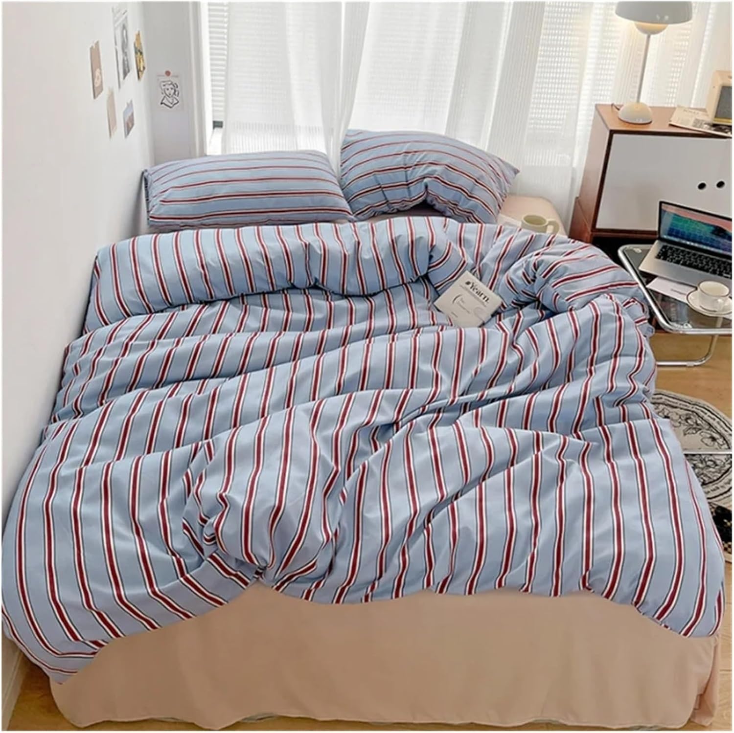ADovz Pure Cotton Duvet Cover Bed Sheet Pillow Case 4pcs Bedding Set Soft Comforter Quilt Cover Sleeping Naked Bed Linen,Bed Sheets