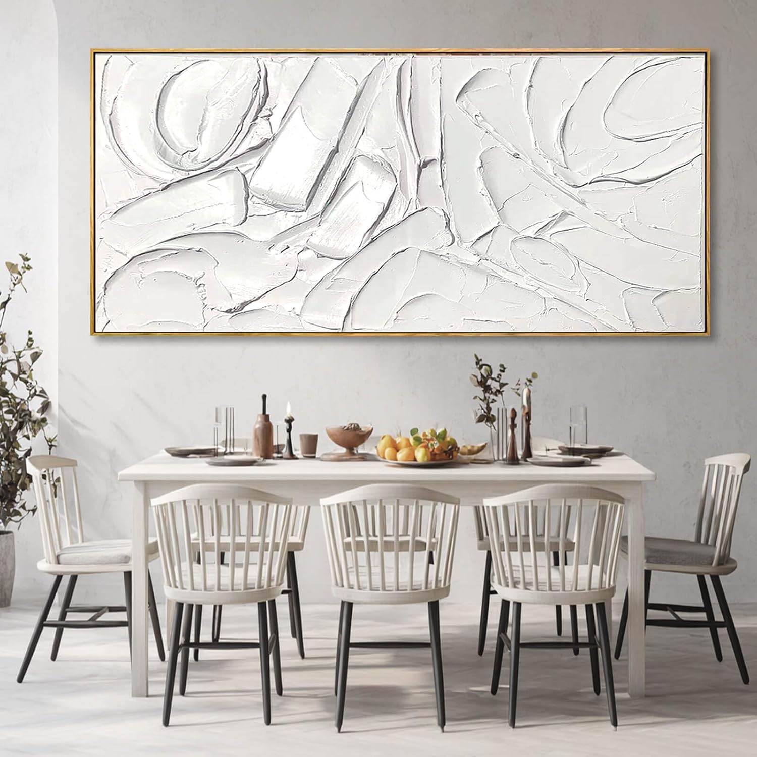 XIANSHOU Simple Hand Painted Wall Decor Abstract Canvas Paintings Modern Hanging Art 40'x86' Large Pictures for Living Room Bedroom