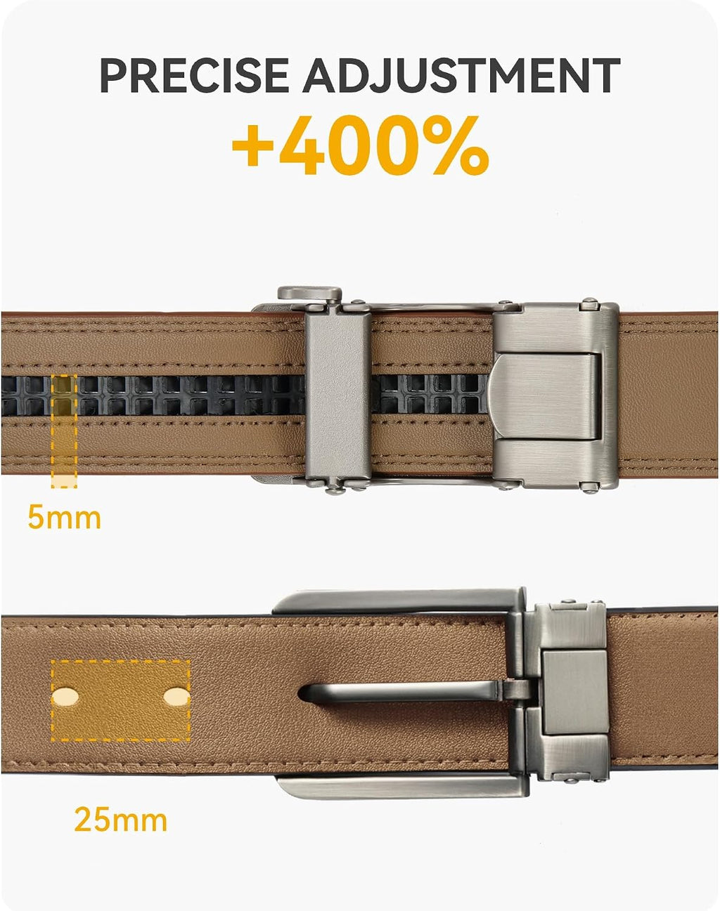 Comfort Click Ratchet 1 1/4' Genuine Leather Dress Belt Men Perfect Shoes Executive.