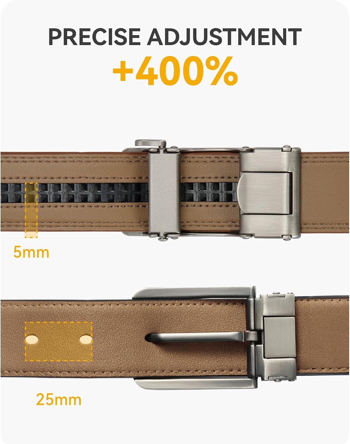 Comfort Click Ratchet 1 1/4' Genuine Leather Dress Belt Men Perfect Shoes Executive.