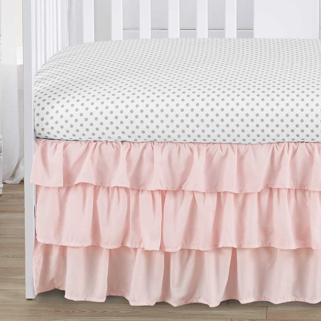 Sweet Jojo Designs 6-Piece Baby Crib Bedding Set (Grey Boho Floral) for Girls, Infants/Nursery incl. BreathableBaby Mesh Liner Blanket, Fitted Sheet, Skirt, Diaper Stacker (Farmhouse, Shabby Chic)