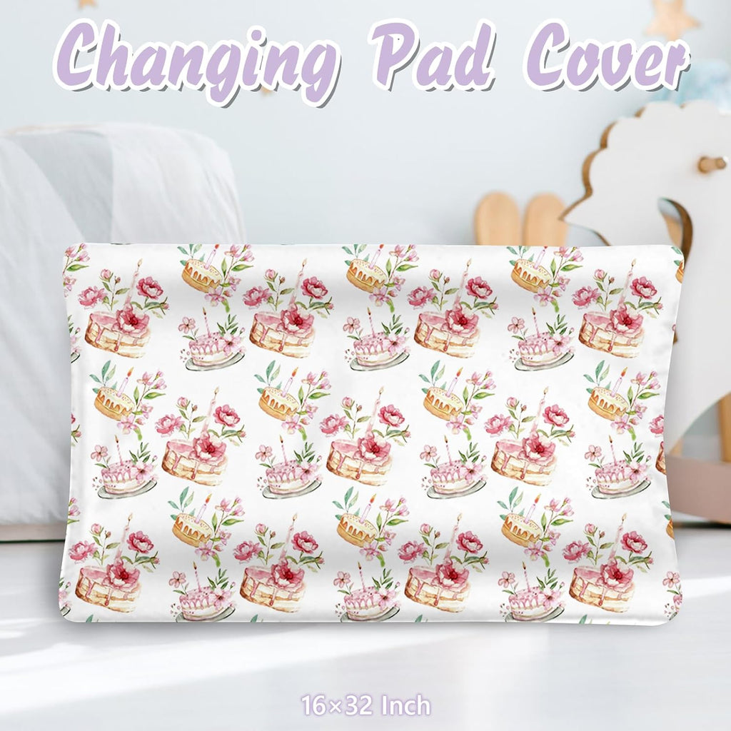 Custom Baby Crib Bedding Set, 5 PCS Personalized Name Baby Crib Sets for Girls Boys, Pink Dinosaur Theme Nursery Bedding Sets for Infant Toddler, Double Layer Flannel Bed Set Customized Gifts