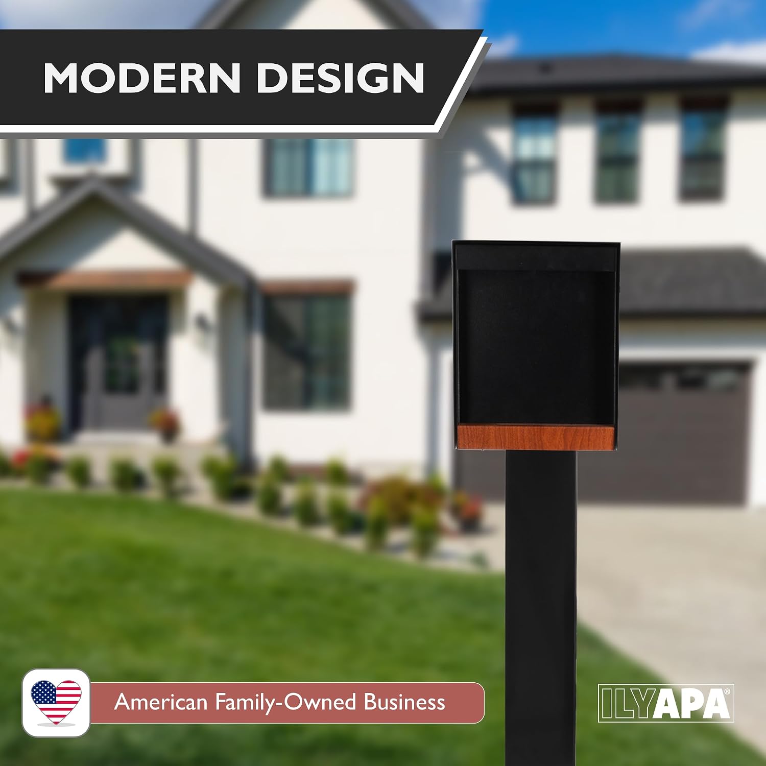 Ilyapa Outdoor Library Book Box & Metal Post Kit - Free Literature Exchange, Curbside Mailbox Compatible, Black Powder Coated Steel, Easy 4x4 Mount - 20x14x19 Box, 43' Post