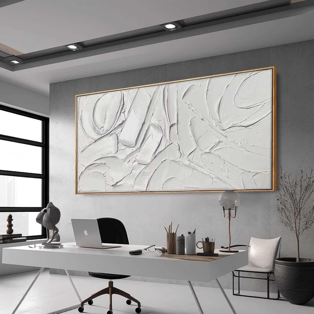 XIANSHOU White Wall Art For Living Room Extra Large Wall Decor Abstract Paintings Modern Artwork Pictures Arts 36'x70'