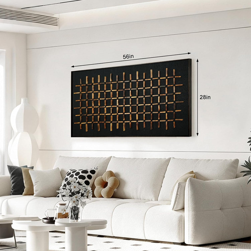 Framed Wall Art Modern Decor, Cuadros para Sala Elegantes y Modernos Dormitorios, Handmade Large Paintings, Living Room Apartment Bedroom Office Kitchen Accessories, Size 29'x58' (Black Brown)