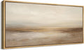 MUDECOR Extra Larg Framed Canvas Print Wall Art Neutral Beige Horizon Abstract Modern Minimalist Landscape Illustrations Decorative Colorful for Bedroom - 60'x30'