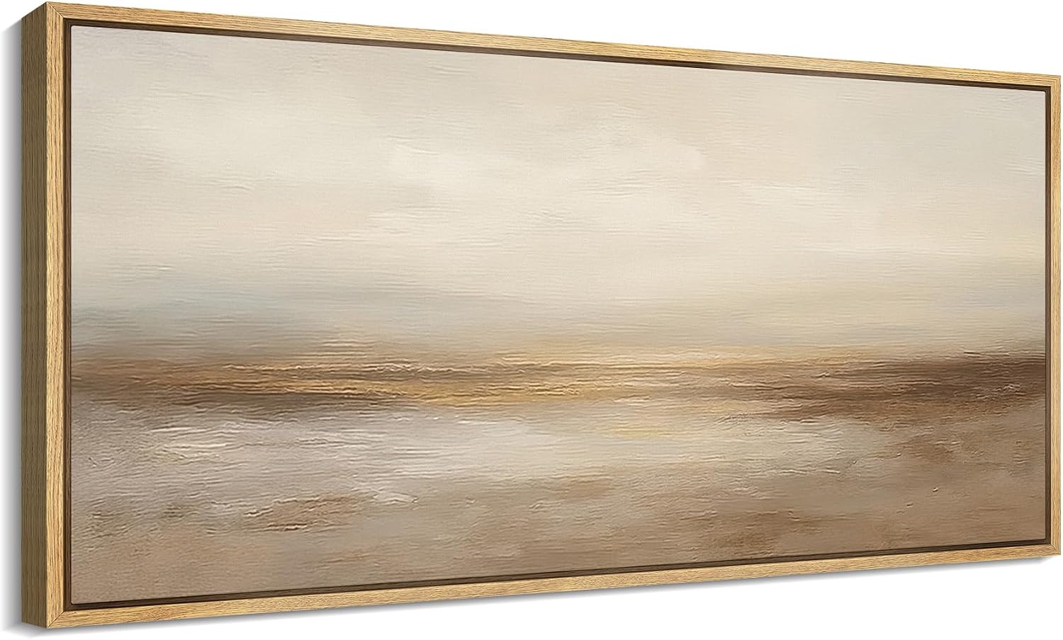 MUDECOR Extra Larg Framed Canvas Print Wall Art Neutral Beige Horizon Abstract Modern Minimalist Landscape Illustrations Decorative Colorful for Bedroom - 60'x30'