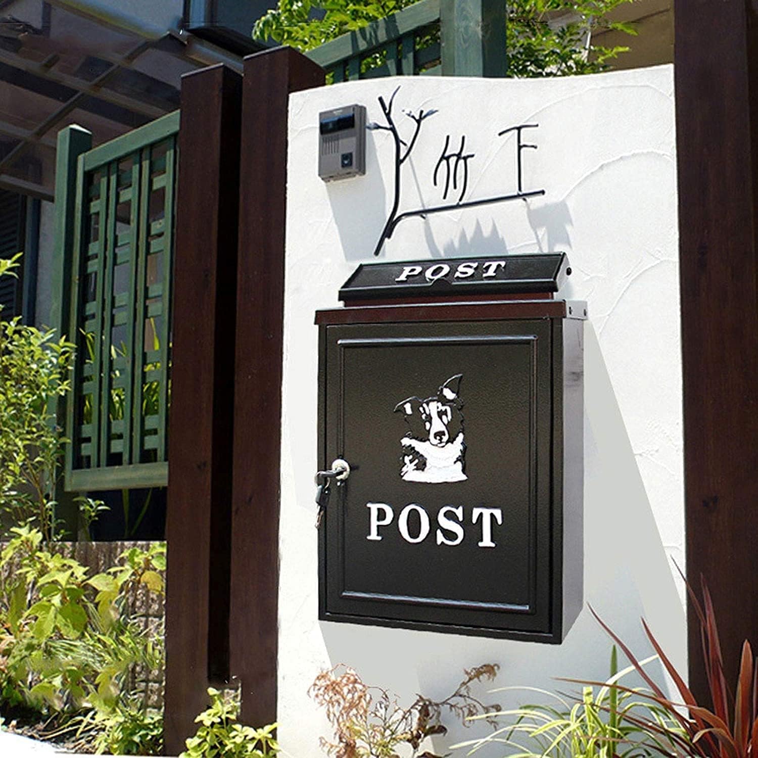 Suggestion Box Letter Box Complaint Box Idyllic Retro Wall Mount Mailbox ，Galvanized Steel Cover Rust-Proof Metal Post Letterbox with Lock,Household Large Parcel Drop Box