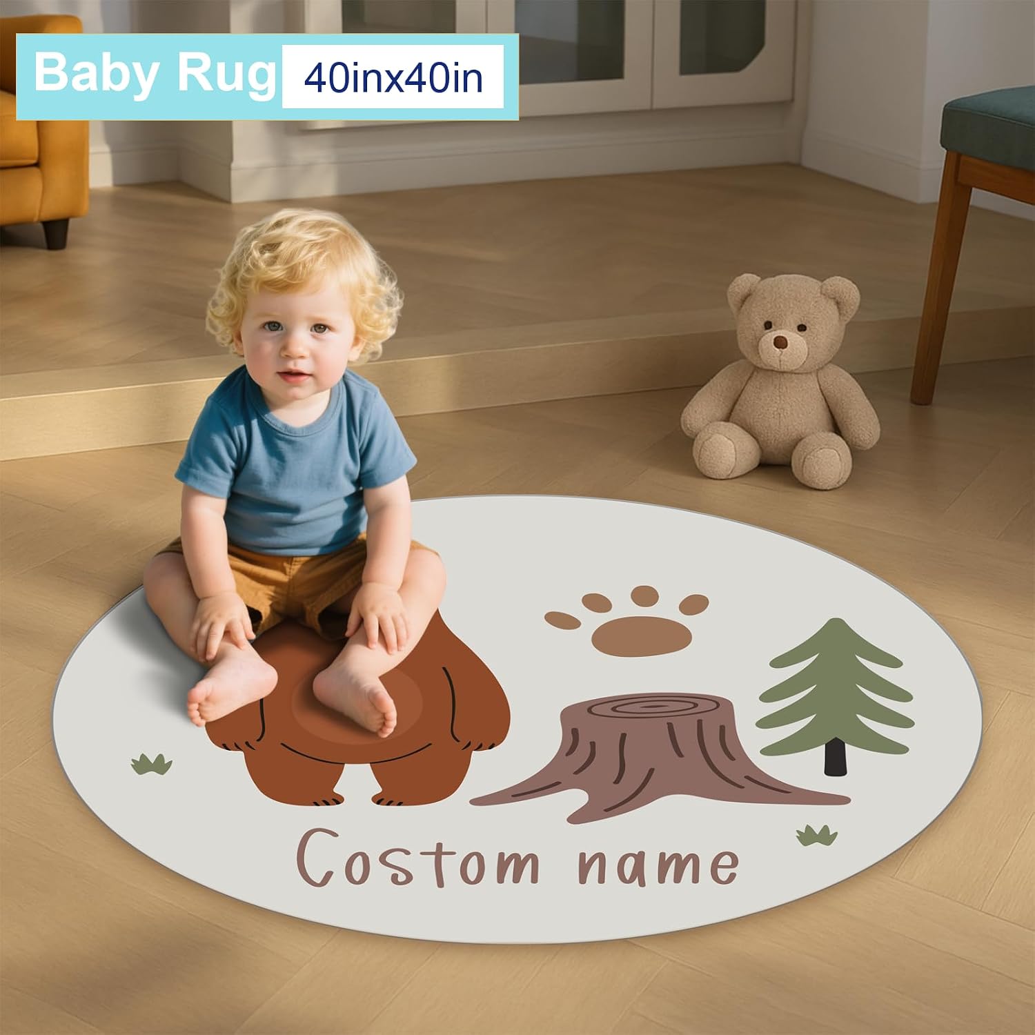 Personalized Baby Crib Bedding Set, Custom Name Nursery Bedding, Bear 5 Pcs Baby Bedding Set for Girl Boy, Double Layer Crib Set, Customized Gifts(Fixed Size)