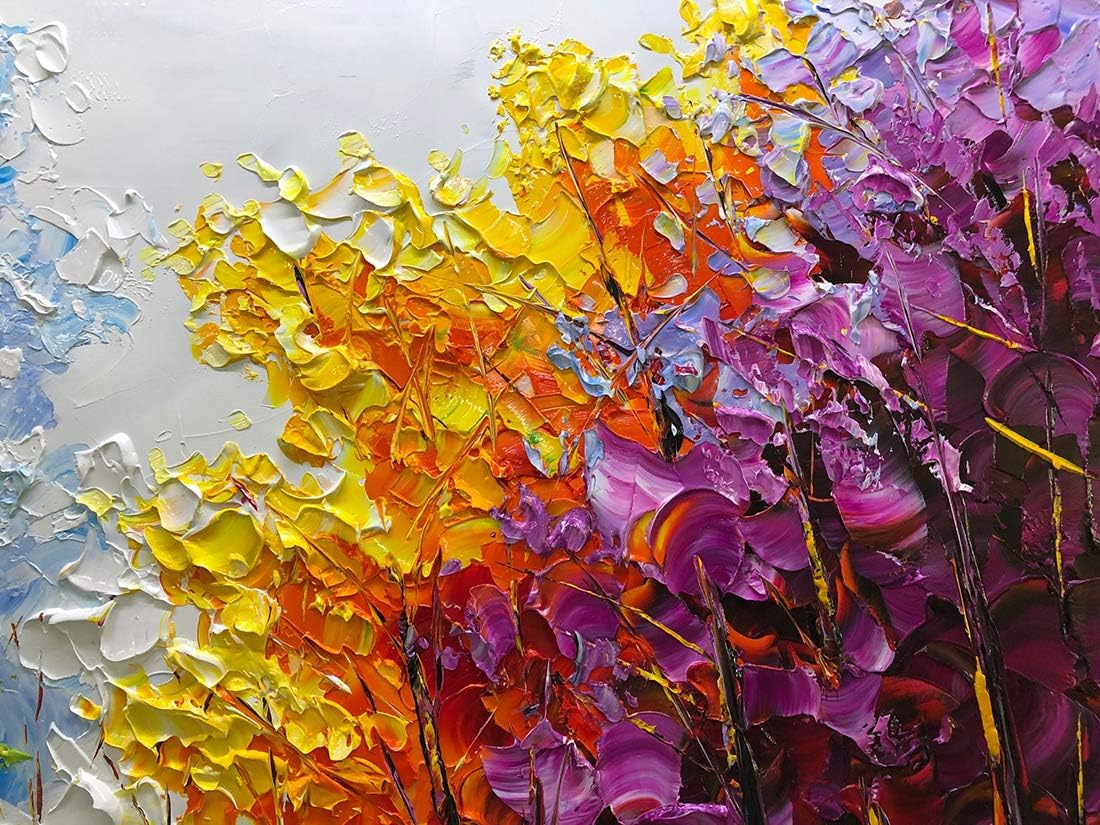 V-inspire Art, 30x60 inch Modern Abstract Oil Painting on Canvas Wall Art Hand Painting Bright-Coloured Tree Art Living Room Bedroom Decoration Ready to Hang