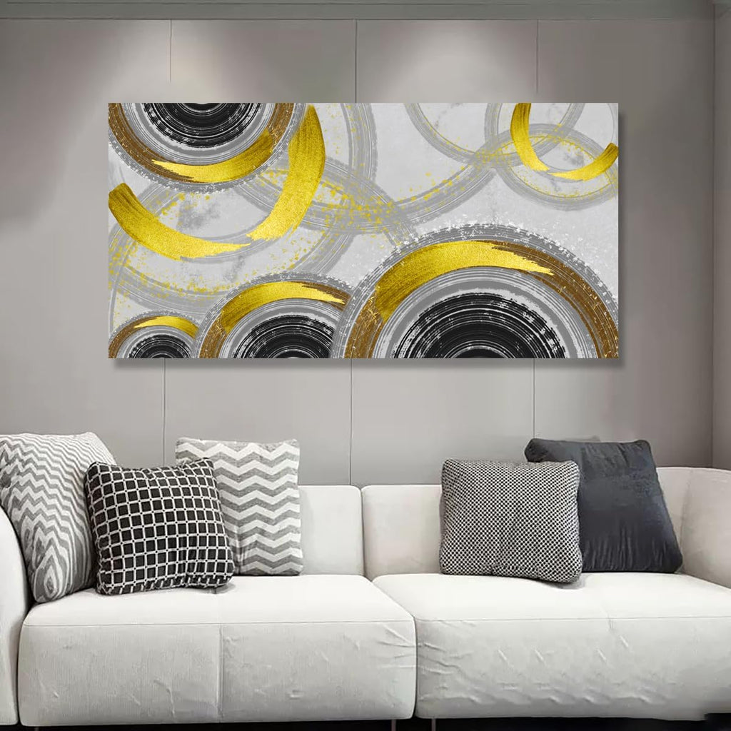 Yellow Abstract Smart Line Pictures Canvas Wall Art for Living room Bedroom Wall Decor,Smart Line Wall Art Print Paitnings for home Decor,Morden Artwork Line Drawing Canvas Art -70x35inches