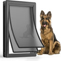 XL Full Enclosed Magnetic Flaps Dog Door, Rustproof Aluminum Alloy Frame, Extreme Weather Resistant Heavy Duty Pet Door, Supports Pets Up to 220 Lbs (Black)