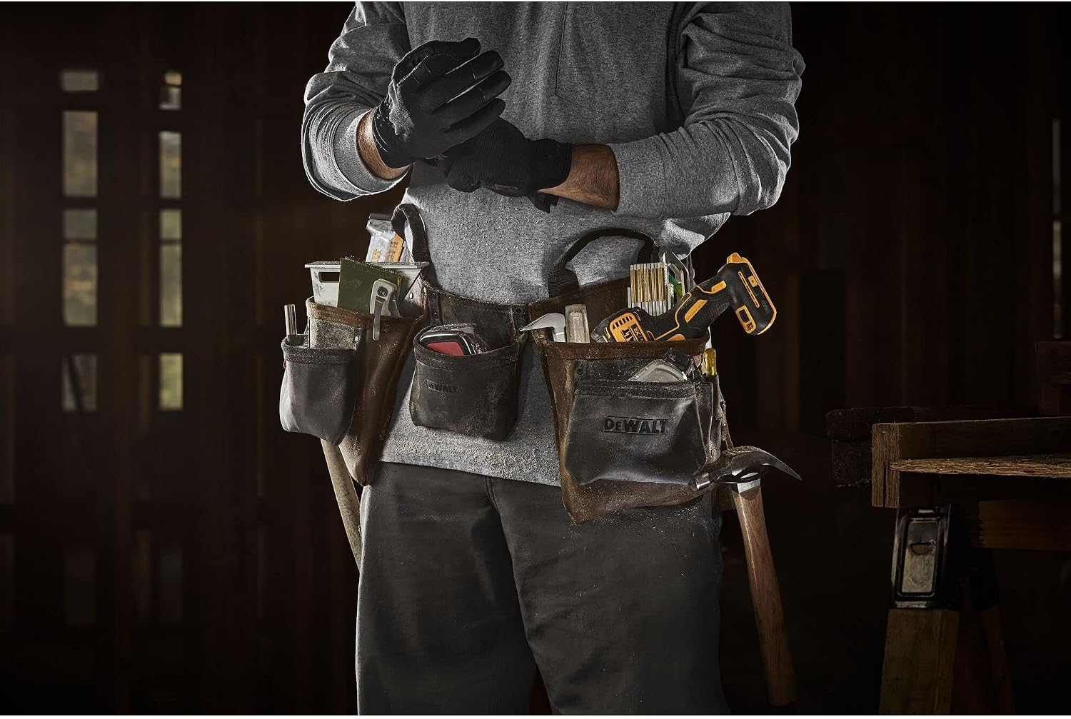 DEWALT Leather Tool Belt, Durable, 11 Pocket Professional Belt (DWST550112) (Pack of 3)