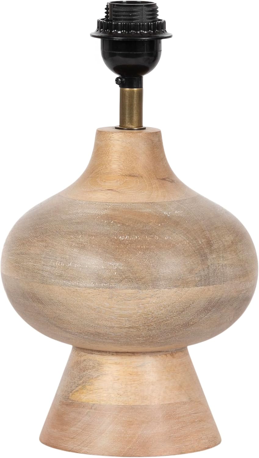 Kate and Laurel Bahira Modern Wood Bedside Table Lamp, 8 x 8 x 17, Light Natural, Sculptural Decorative Mango Wood Tabletop Desk Lamp with Linen Shade for Living Room Decor