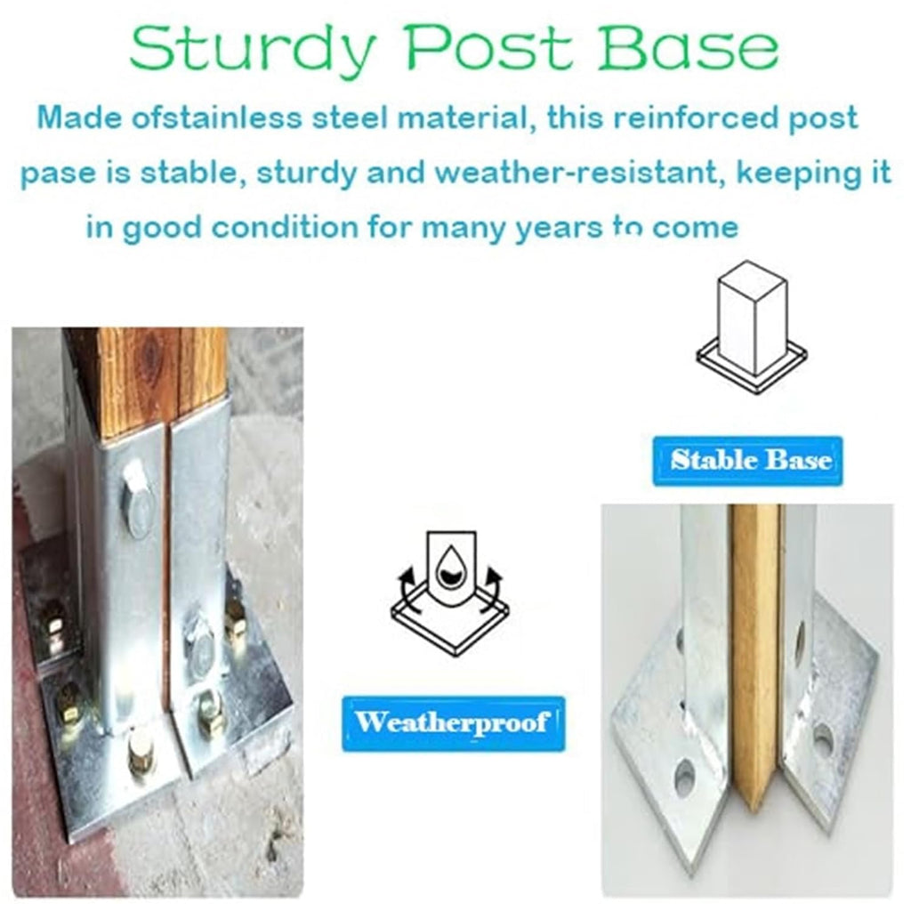 Fit 1.5x1.5 2x2 2x4 4x4 Post Universal Pergola Post Base Bracket Kit, Flange Anchor Bases for Wood/Mailbox/Fence, Stainless Steel Metal Post Bracket Base(12 pcs)