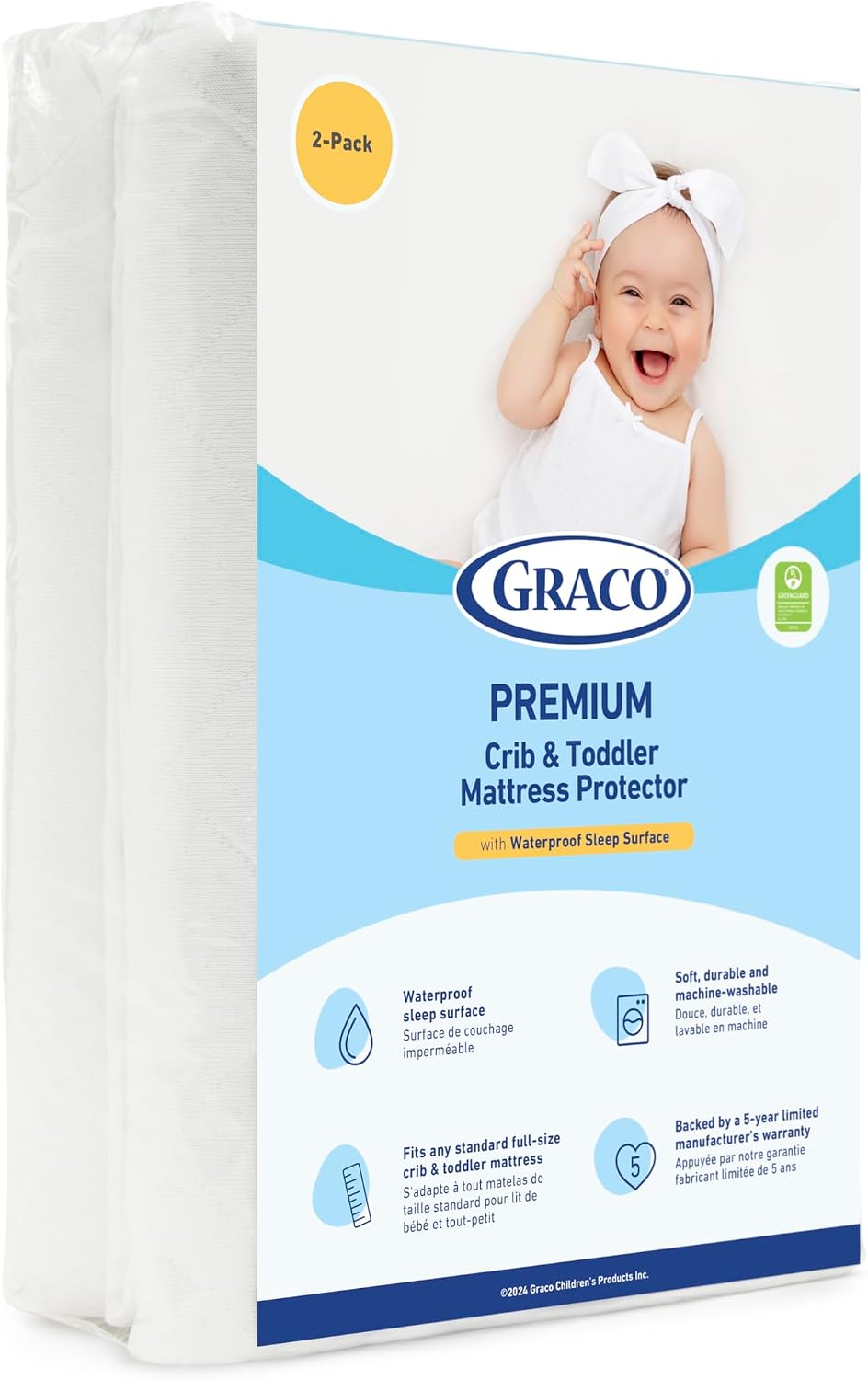 Graco Ultra Dual-Sided Crib Mattress & Protector Value Bundle (2-Pack) – Includes GREENGUARD Gold Certified Crib Mattress, GREENGUARD Gold Certified Waterproof Protector