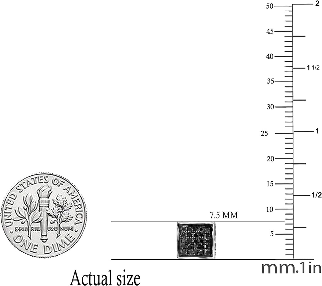 Dazzlingrock Collection 0.25 Ctw Black Round Diamond 7.5mm Micropave Hip Hop Iced Out Studs in 10K Solid White Gold, Screw Back,Unisex Design Ladies,Mens Real Diamond Earrings