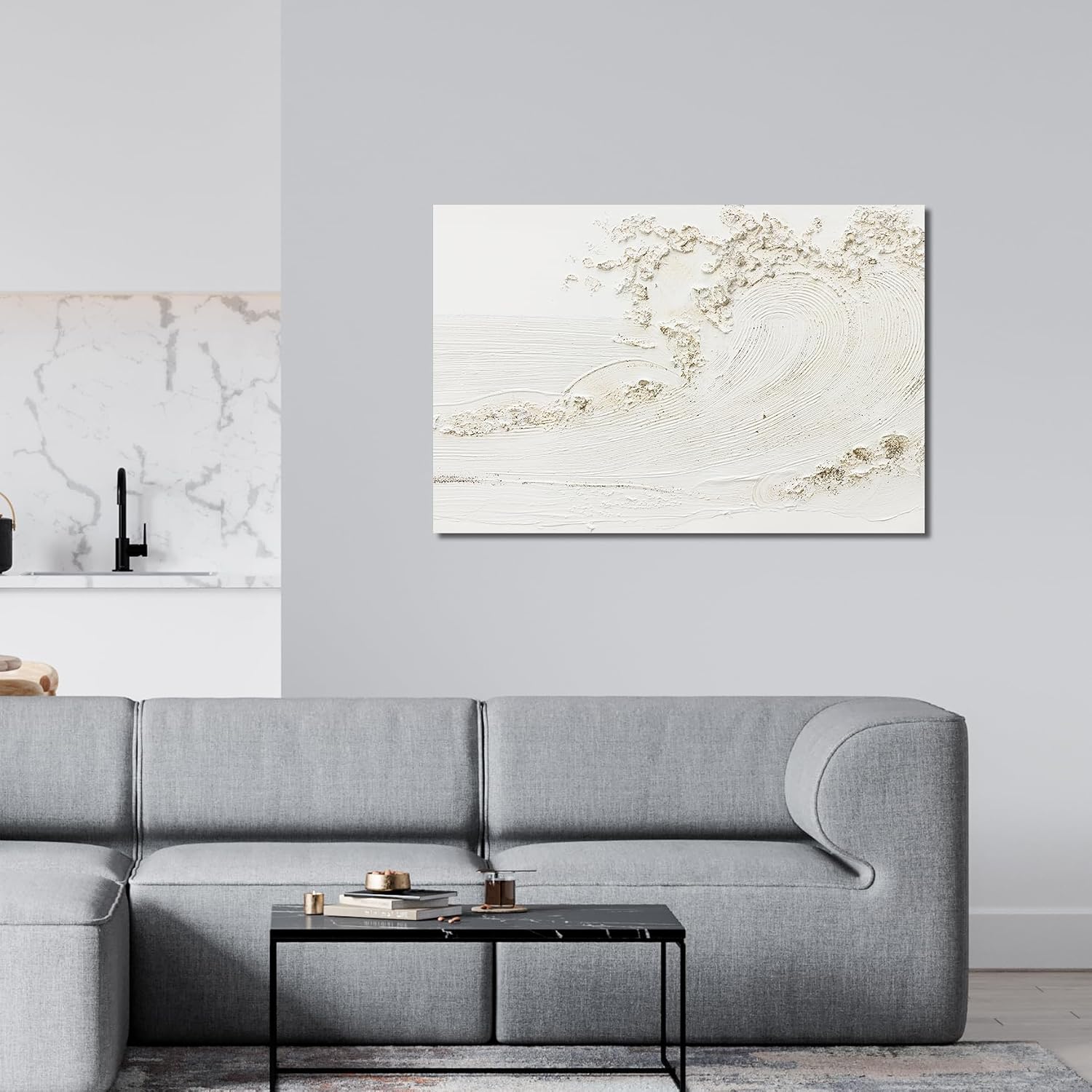 Canvas Wall Art Decor Large Wall Art for Living Room Large Artwork for Walls Black Abstract Wall Art Decor Canvas Art Wall Decor Modern Textured Wall Art Paintings 32' X 48' Bedroom Office Wall Decor