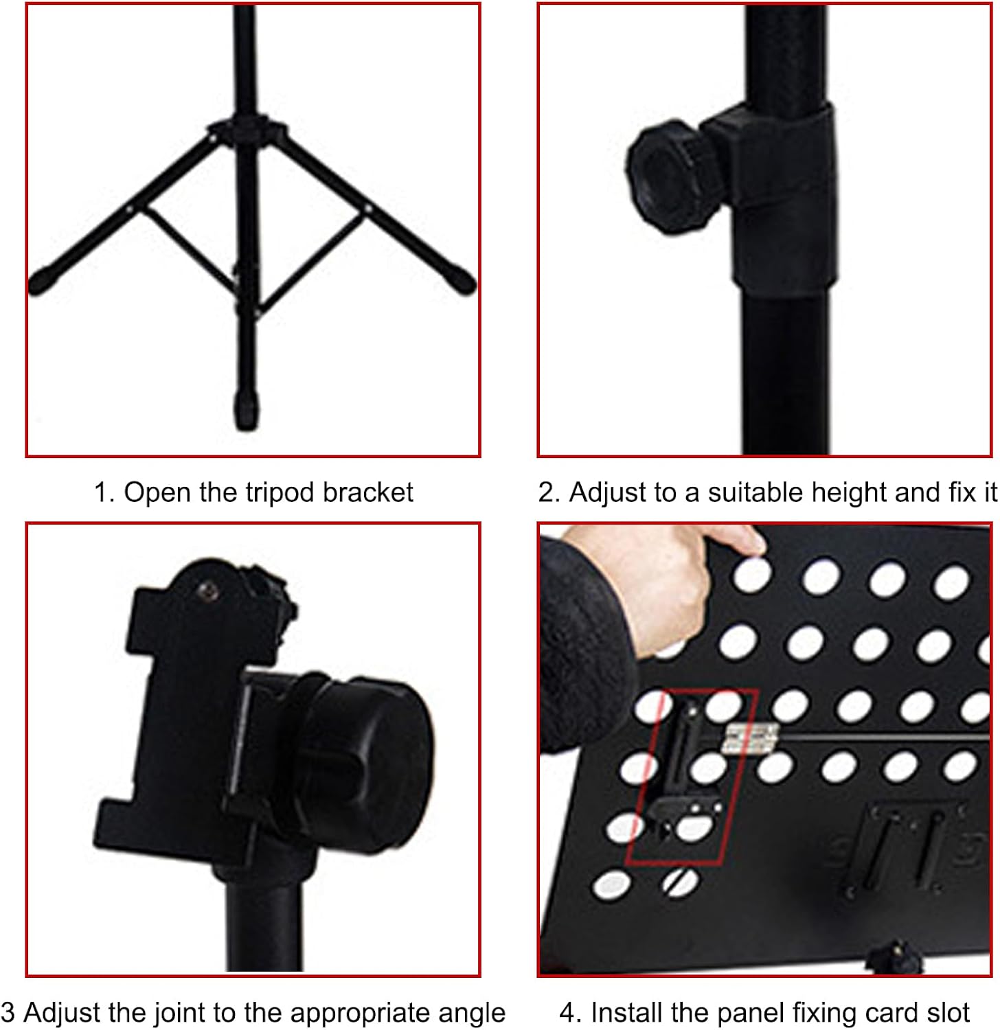 Portable Music Stand, Folding Sheet Music Stand with Microphone Stand & Carrying Bag, Height Adjustable, Non-Slip, Metal Tripod, for Guitar, Violin, Ukulele, Drums, for Laptop