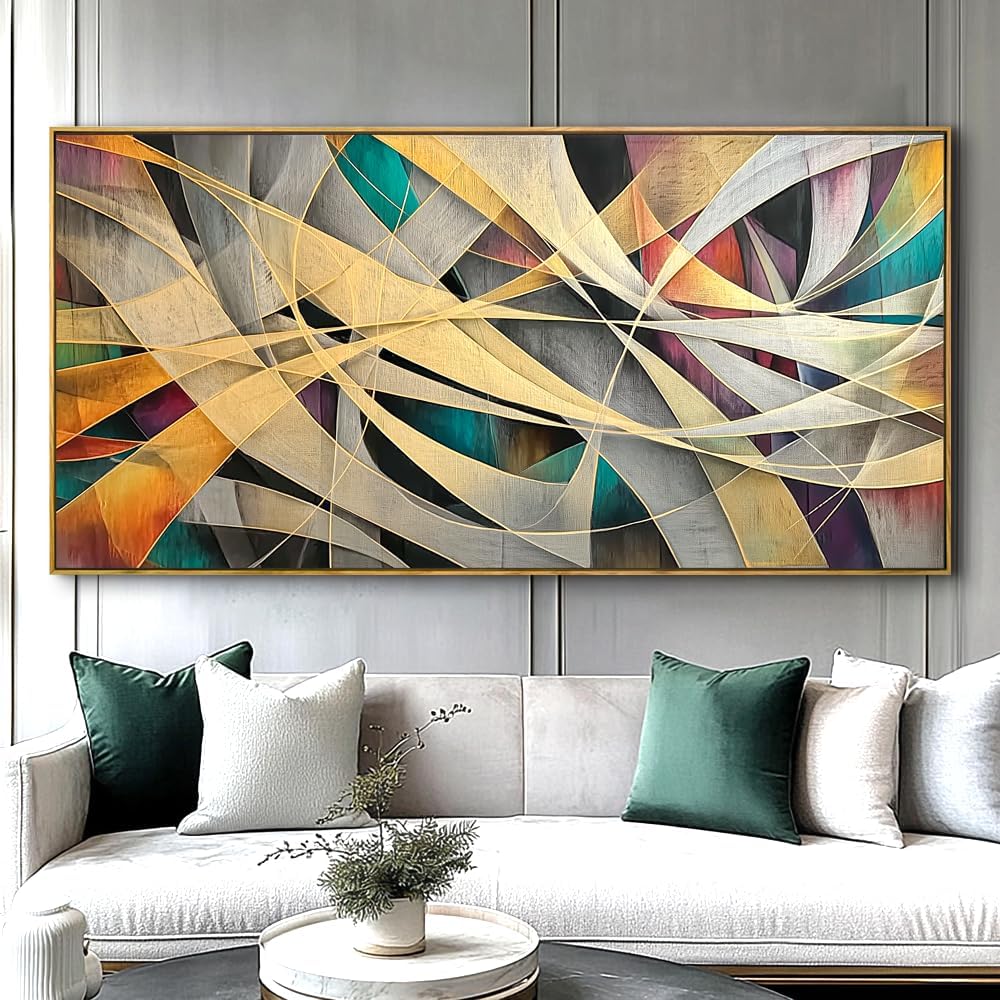 Wall Art - Framed Modern Abstract Canvas Painting for Living Room, Bedroom Home Office Decor, 60x30 Inch Ready to Hang