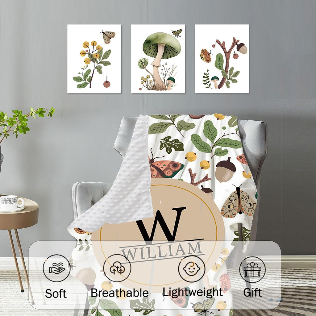 TOOTANN Custom Baby Crib Bedding Set, 5 Pcs Personalized Name Baby Crib Sheets for Kid Toddler Infant, Leaves and Butterflies Nursery Bedding Set