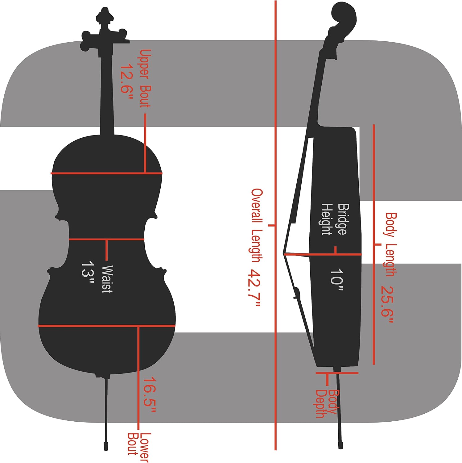 Crossrock Poly Carbon Composite Case fits for 4/4 Size Cello with Backpack and Wheels in Black(CRF102CEFBKHT) (CRF1020CEFBKHT)