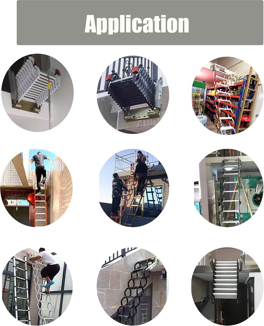 9.8 Feet Attic Ladder Pull Down 12 Steps, Black Aluminum Magnesium Alloy Wall-Mounted Folding Attic Loft Stairs, 660LB Load Capacity