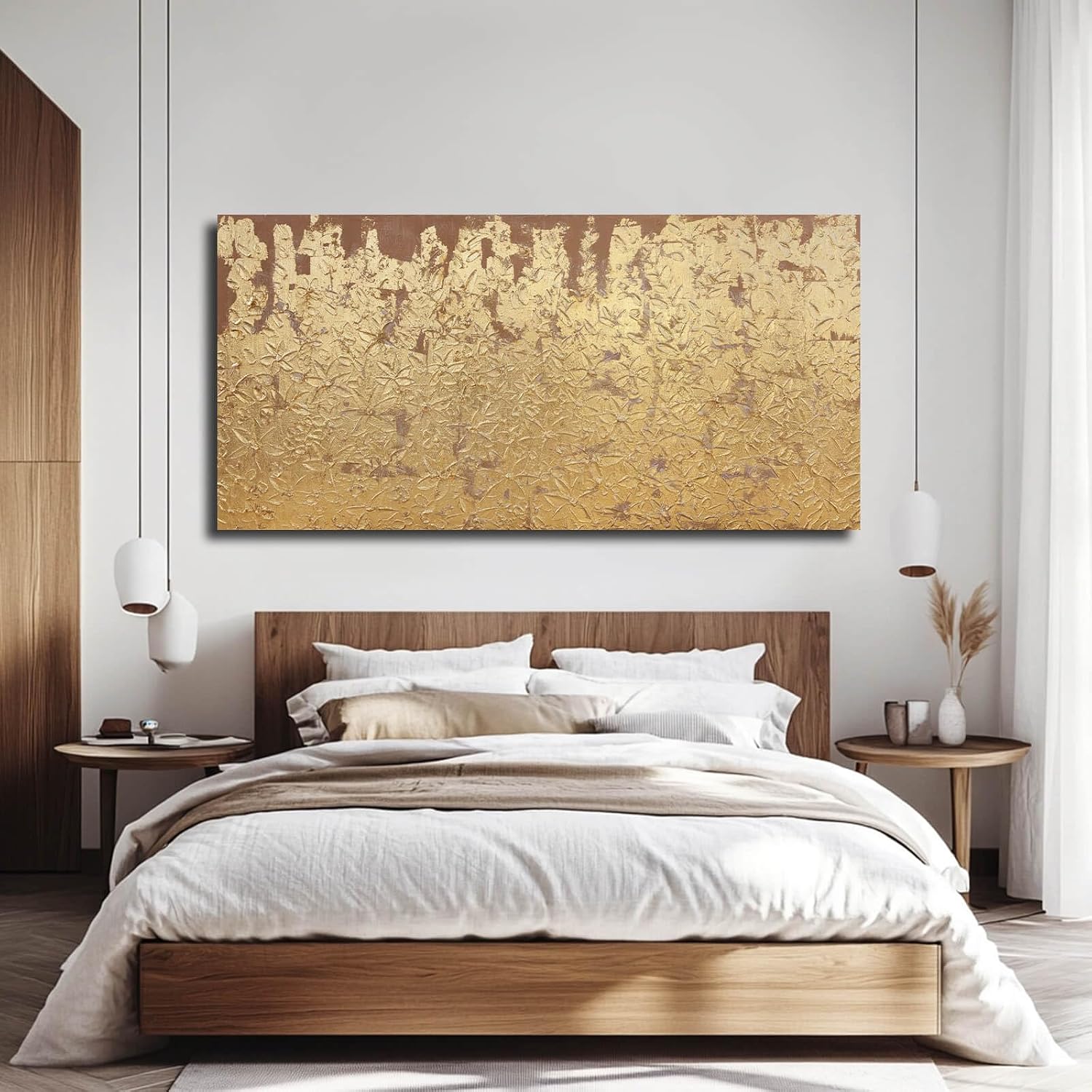 VAYIMDH Abstract Canvas Wall Art Gold Wall Painting Contemporary Home Wall Decor 29'x58' Large Artwork for Living Room Office Decor