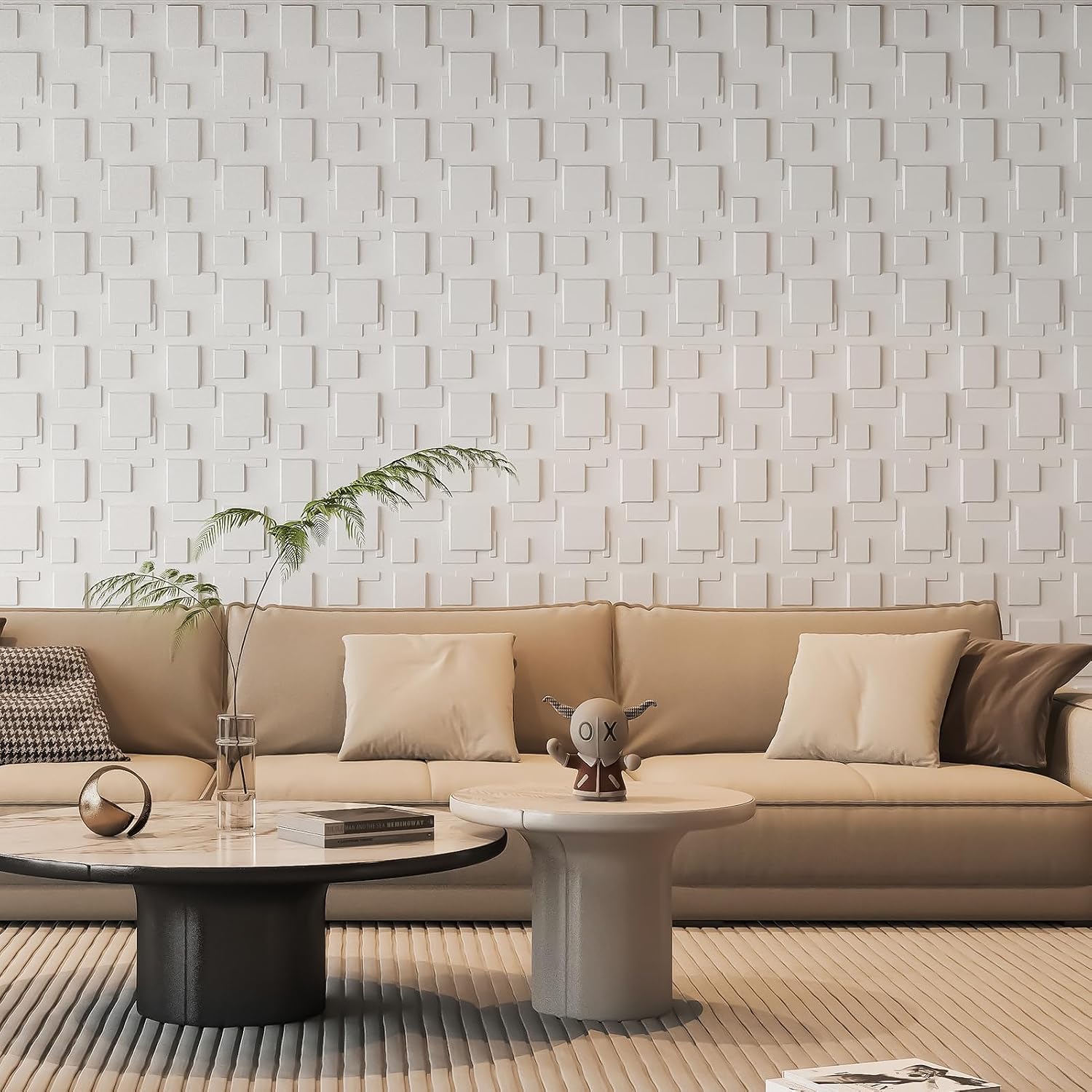 Art3d 100 Pack Decorative 3D Wall Panels, 97 Sq.Feet PVC Interior Wall Décor, 11.8'x11.8', White
