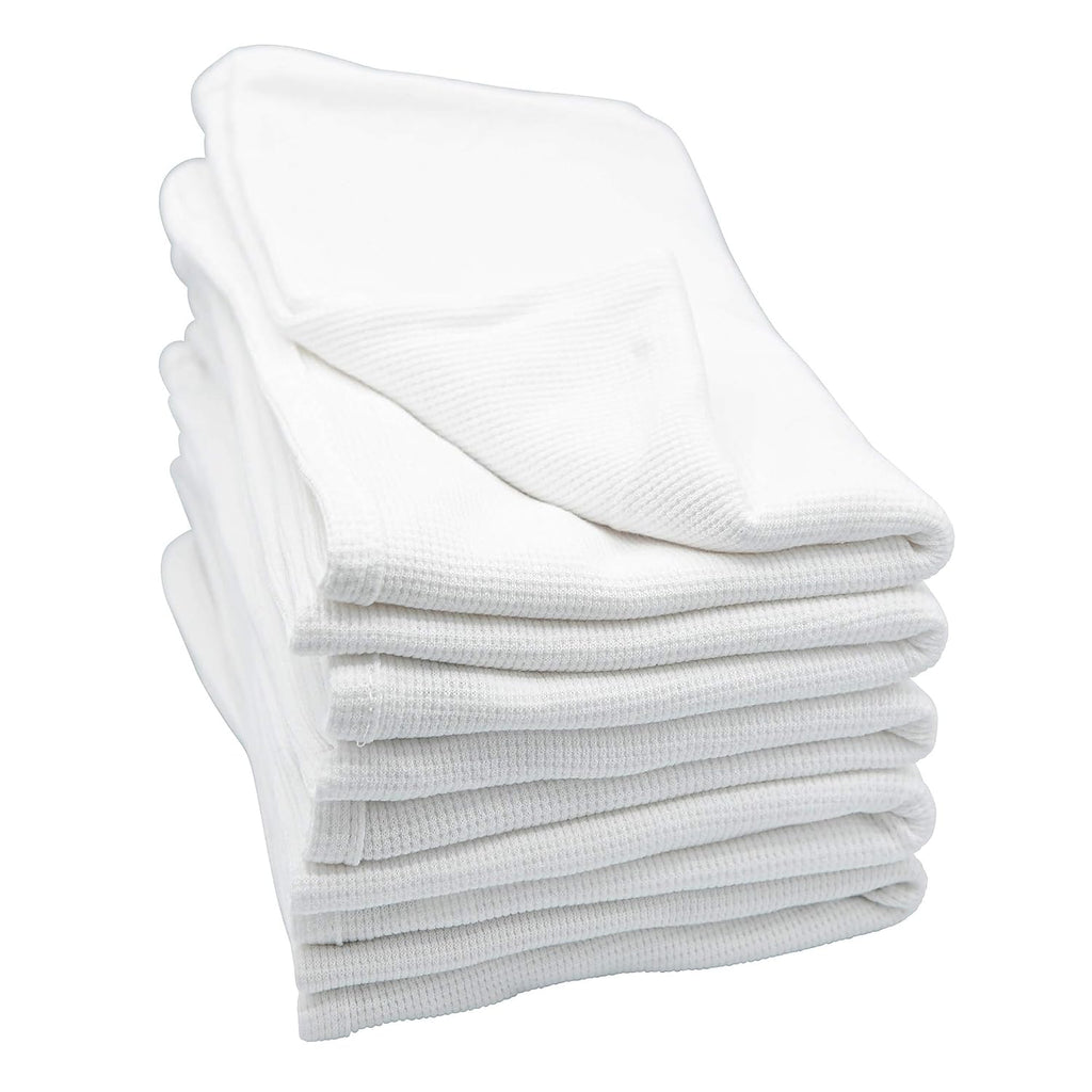Children's Factory Waffle Weave Blankets, Set-6, White, AFB7955, 100% Cotton, Toddler Cot or Rest Mat Nap Blanket for Classroom, Preschool, Daycare or Nursery