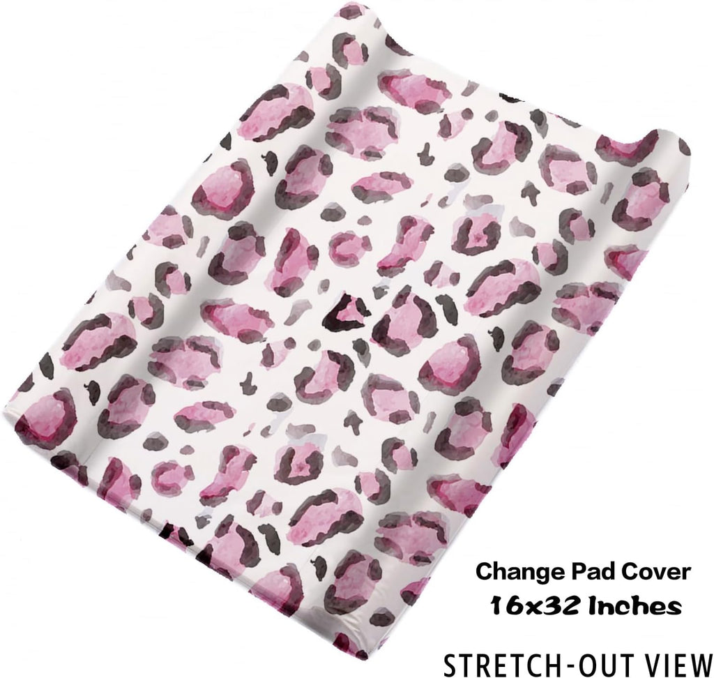 Personalized Nursery Crib Bedding Set: Custom Name Pink 5 Piece Baby Crib Sets with Leopard Design - Toddler Double Layer Blanket Set, Comfortable Crib Bed Sheets for Baby Grils