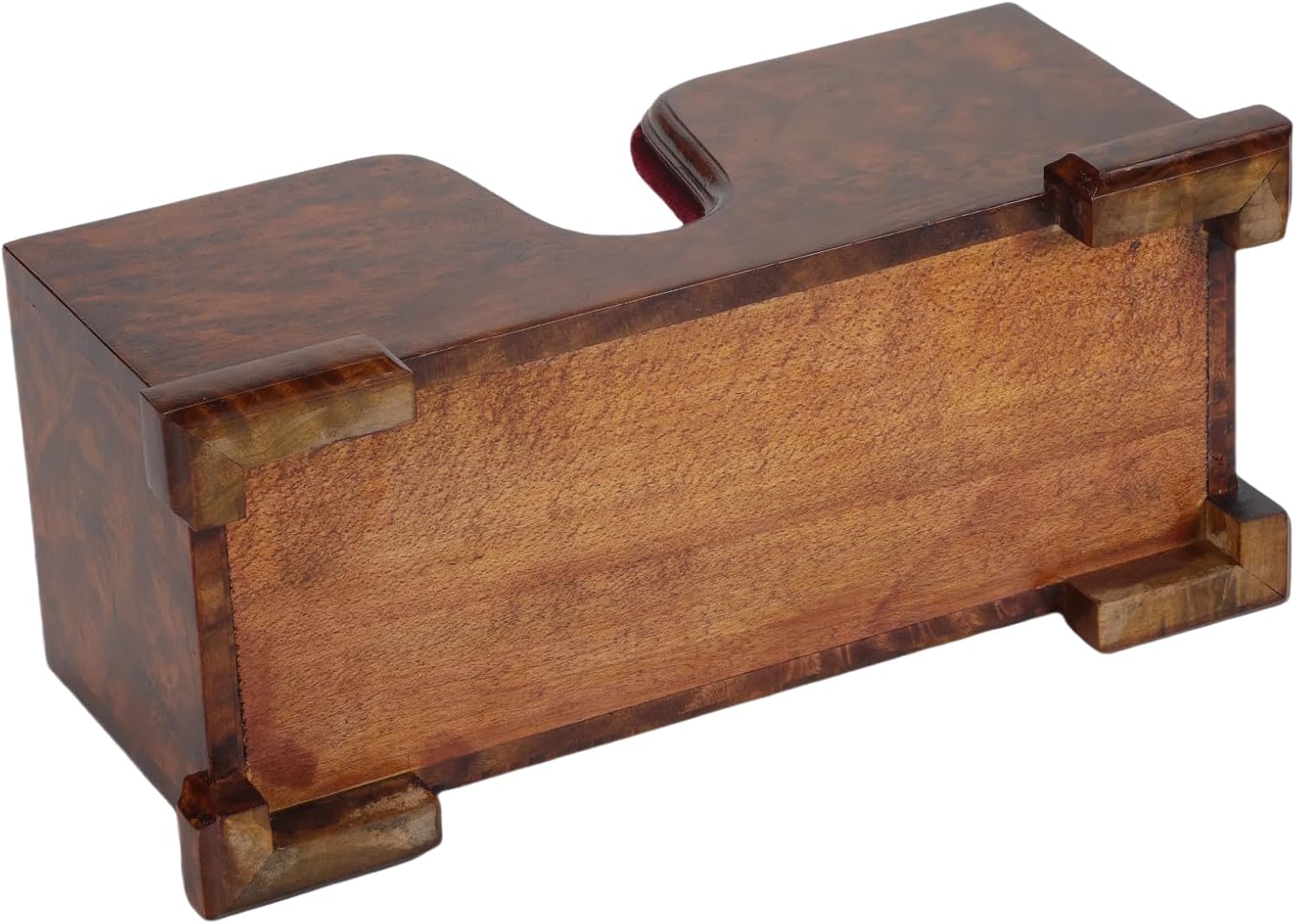 Violin and Bow Holder (Stand), Wooden Violin Holder Floor Display with Velvet Protection, Stable and Classy Aesthetic (Burl Wood + Red Velvet)
