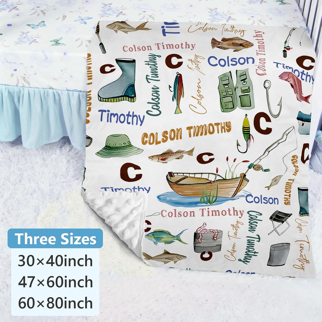 Dyoart Custom Nursery Crib Bedding Set: 5 Piece Go Fishing Baby Crib Sets for Girls Boy with Personalized Name - Toddler Double Layer Blanket Set,Comfortable Crib Bed Sheets for Baby Boys