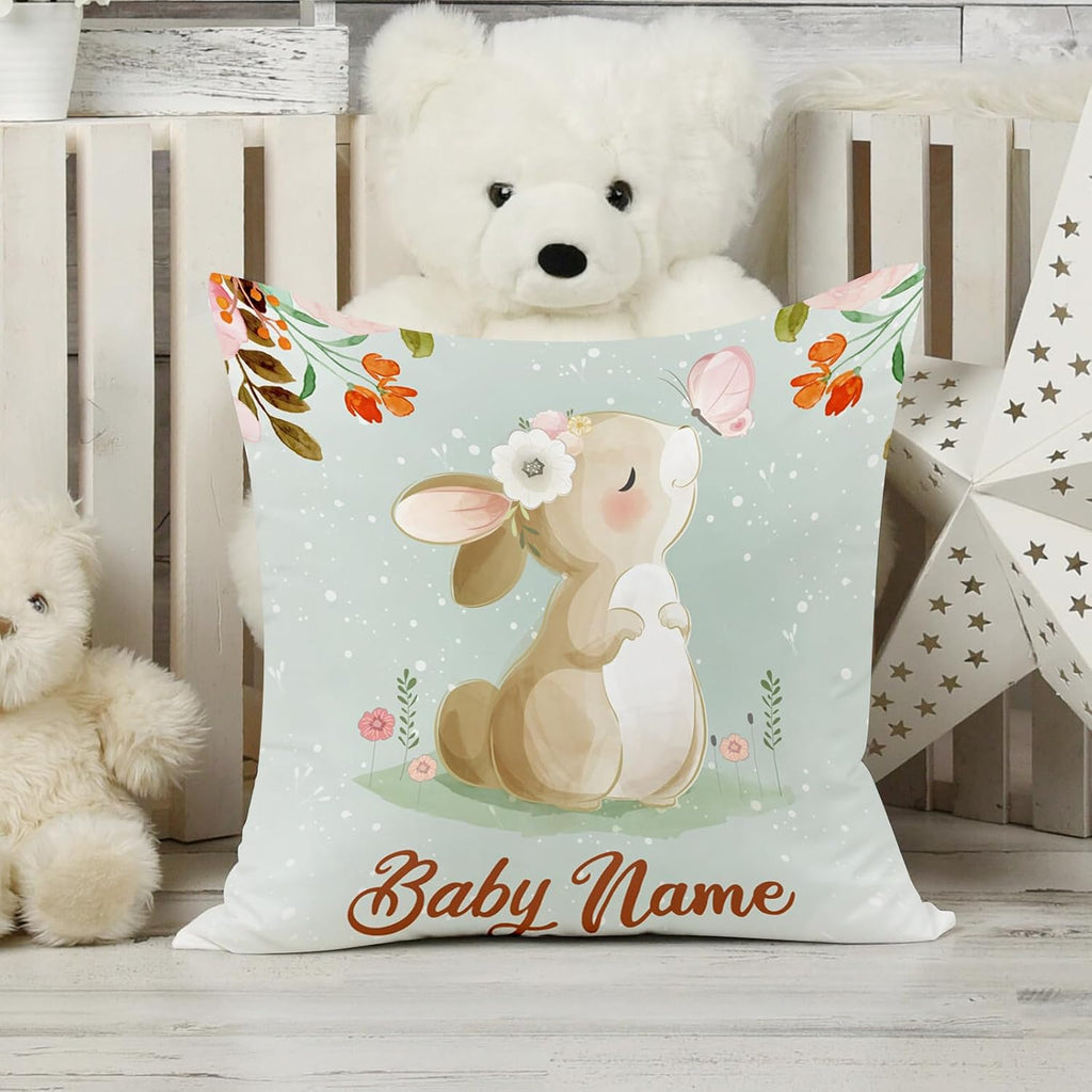 Dyoart Custom Nursery Crib Bedding Set: 5 Piece Rabbit Theme Baby Crib Sets for Girls Boy with Personalized Name - Toddler Double Layer Blanket Set,Comfortable Crib Bed Sheets for Toddlers
