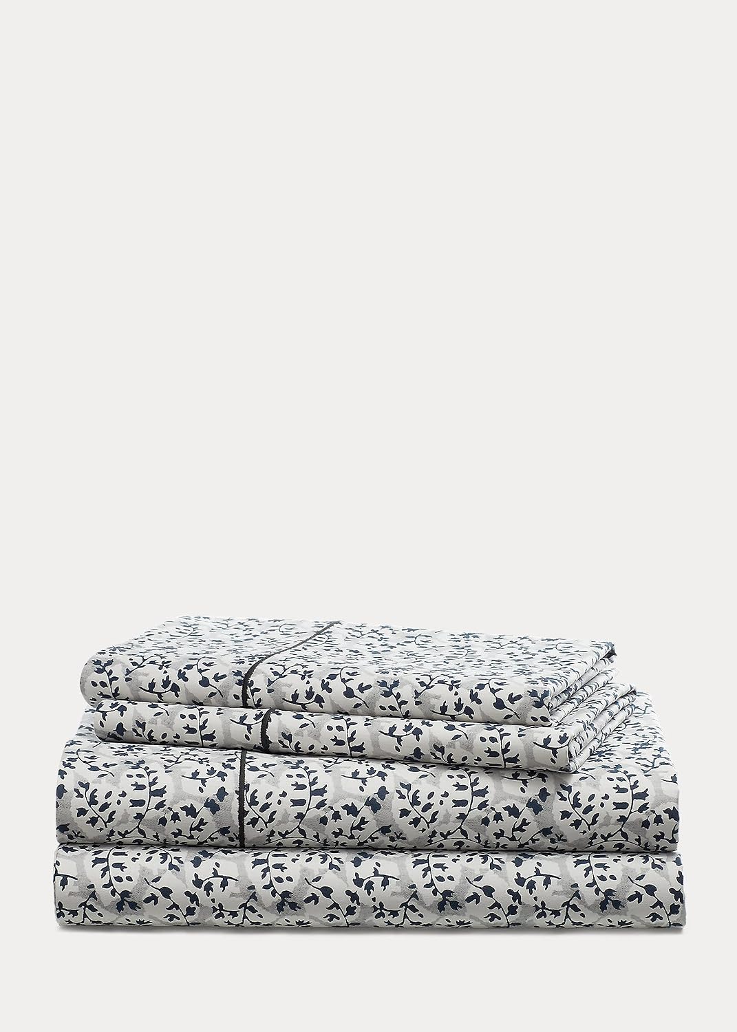 Lauren Ralph Lauren Leaf Print 230-Thread-Count 100% Cotton 4 pc Sheet Set (Black, Gray, King)
