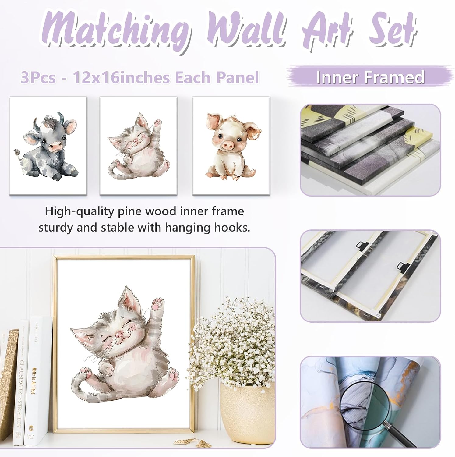Personalized Baby Crib Bedding Set, 5 Pcs Custom Name Nursery Bedding Set for Girls Boys, Cute Farm Animals Baby Crib Set for Toddlers Infants, Double Layer Bedding Crib Sets Customized Gifts