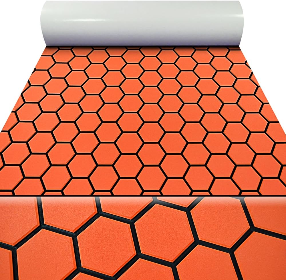 43.31' /37.7' New Hexagon EVA Self-Adhesive Boat Flooring and Decorative Fish for Yacht Pool Boat Flooring Sheet Thick Non-Skid mat