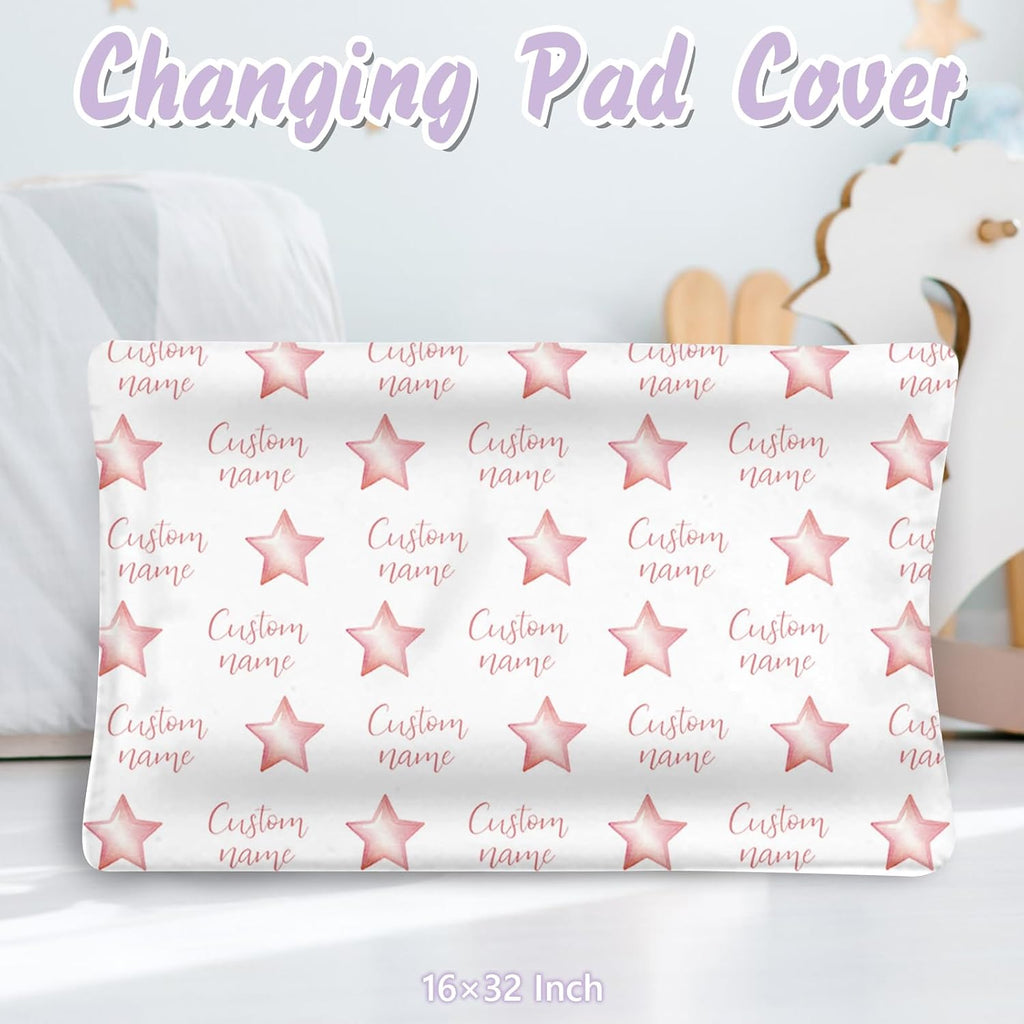 Personalized Baby Crib Bedding Set, 5 Pcs Custom Name Nursery Bedding Set for Girls Boys, Cute Elephant Baby Crib Set for Toddlers Infants, Double Layer Bedding Crib Sets Customized Gifts