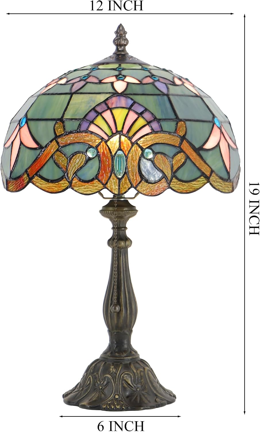 Tiffany Style Lamp Stained Glass Table Lamp Memory Sympathy Desk Reading Light 12X19 Inch (Baroque Style)