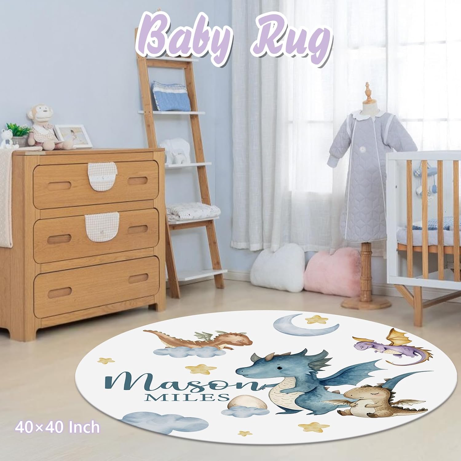 Personalized Baby Crib Bedding Set, 5 Pcs Custom Name Nursery Bedding Set for Girls Boys, Dinosaur Baby Crib Set for Toddlers Infants, Double Layer Bedding Crib Sets Customized Gifts