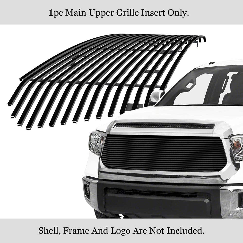 APS Premium Stainless Steel SS Black Billet Grille Grill Insert Compatible with Toyota Tundra 2014 2015 2016 2017 Main Upper N19-H58958T