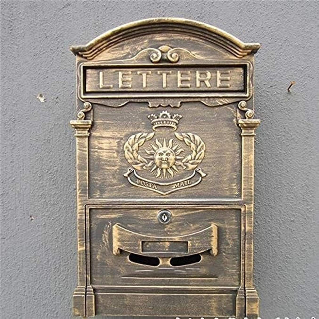 JYDQM Suggestion Box Mail Box Key Drop Box Lockbox Box Villa Outdoor Mailbox Cast Aluminum Newspaper Box Retro Home Postbox with Lock Outdoor