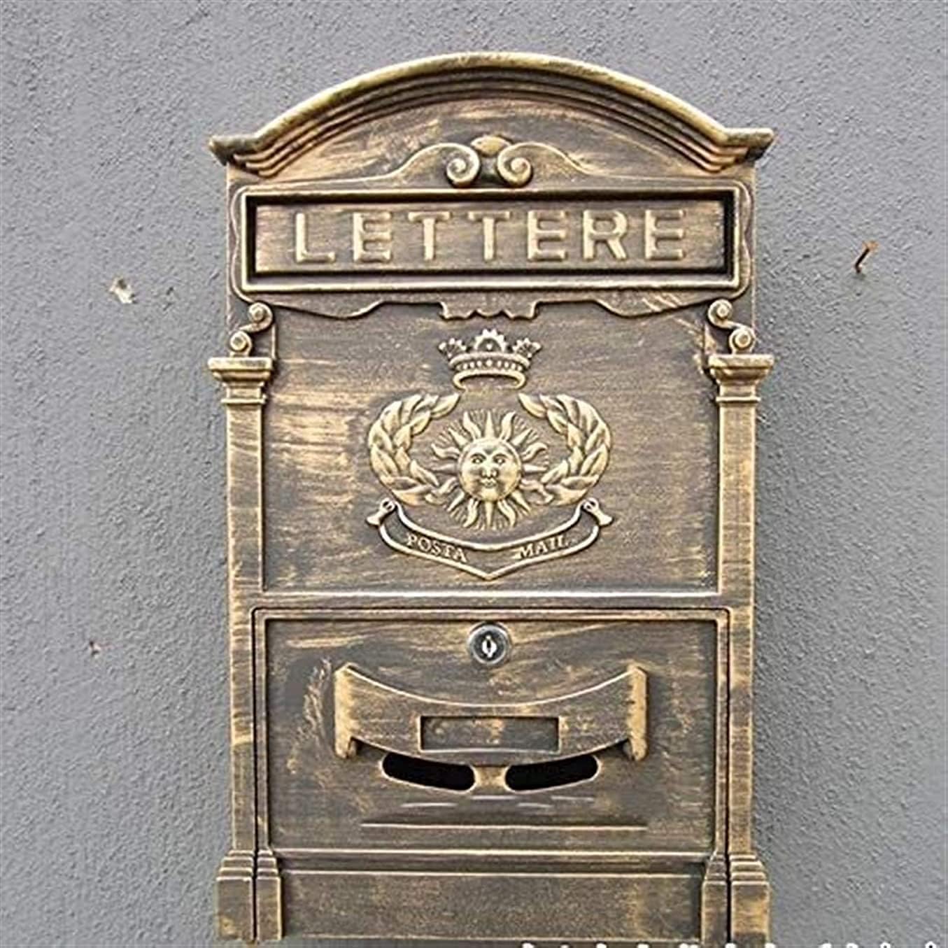 JYDQM Suggestion Box Mail Box Key Drop Box Lockbox Box Villa Outdoor Mailbox Cast Aluminum Newspaper Box Retro Home Postbox with Lock Outdoor