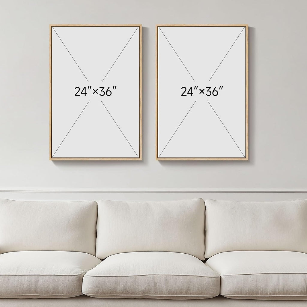 Large Framed Neutral Abstract Wall Art for Living Room, Set of 2 Bright Modern Canvas Prints Paintings Artwork for Walls, Colorful Abstract Pictures for Hallway Stair Bedroom Office Wall Decor 24x36 In