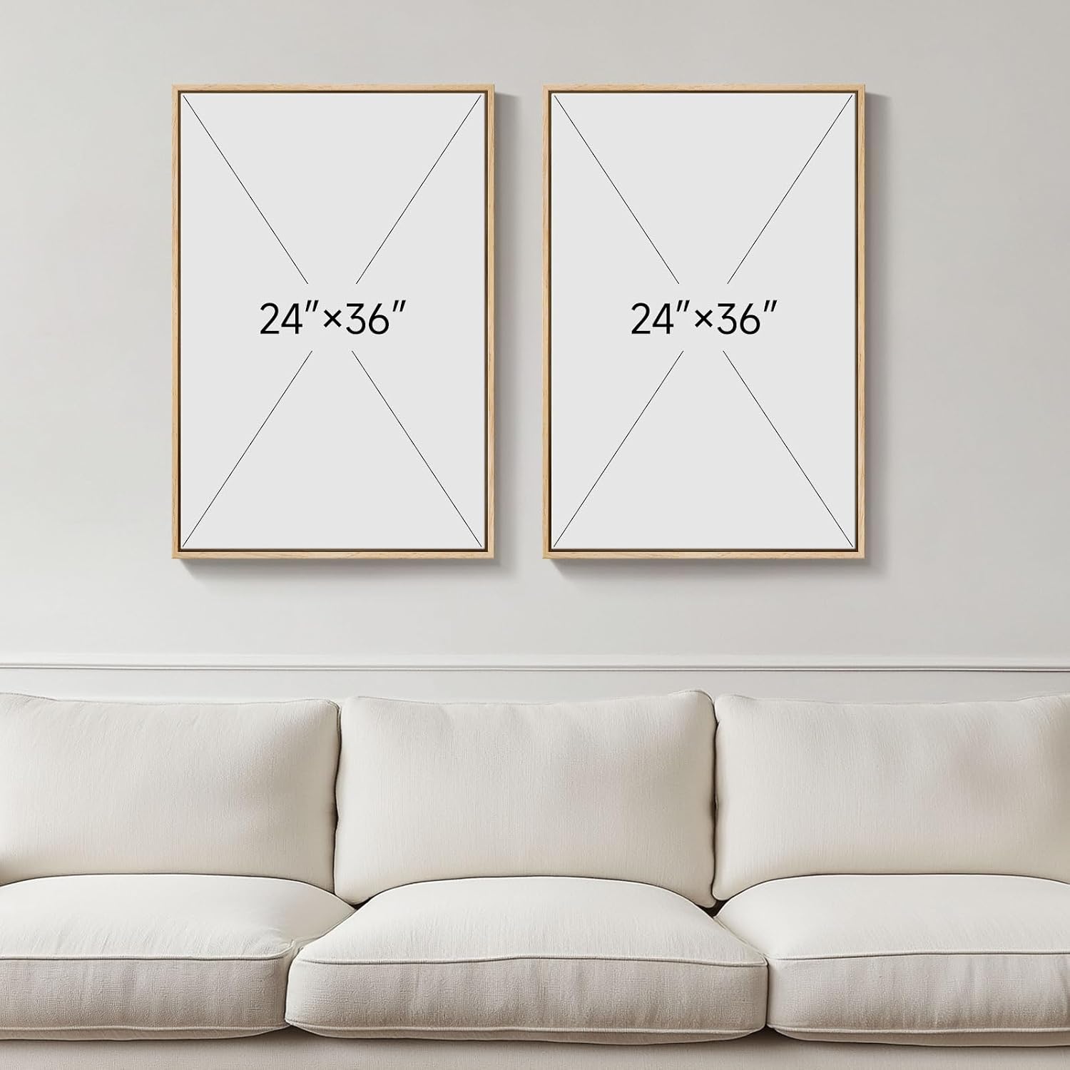 Large Framed Neutral Abstract Wall Art for Living Room, Set of 2 Bright Modern Canvas Prints Paintings Artwork for Walls, Colorful Abstract Pictures for Hallway Stair Bedroom Office Wall Decor 24x36 In
