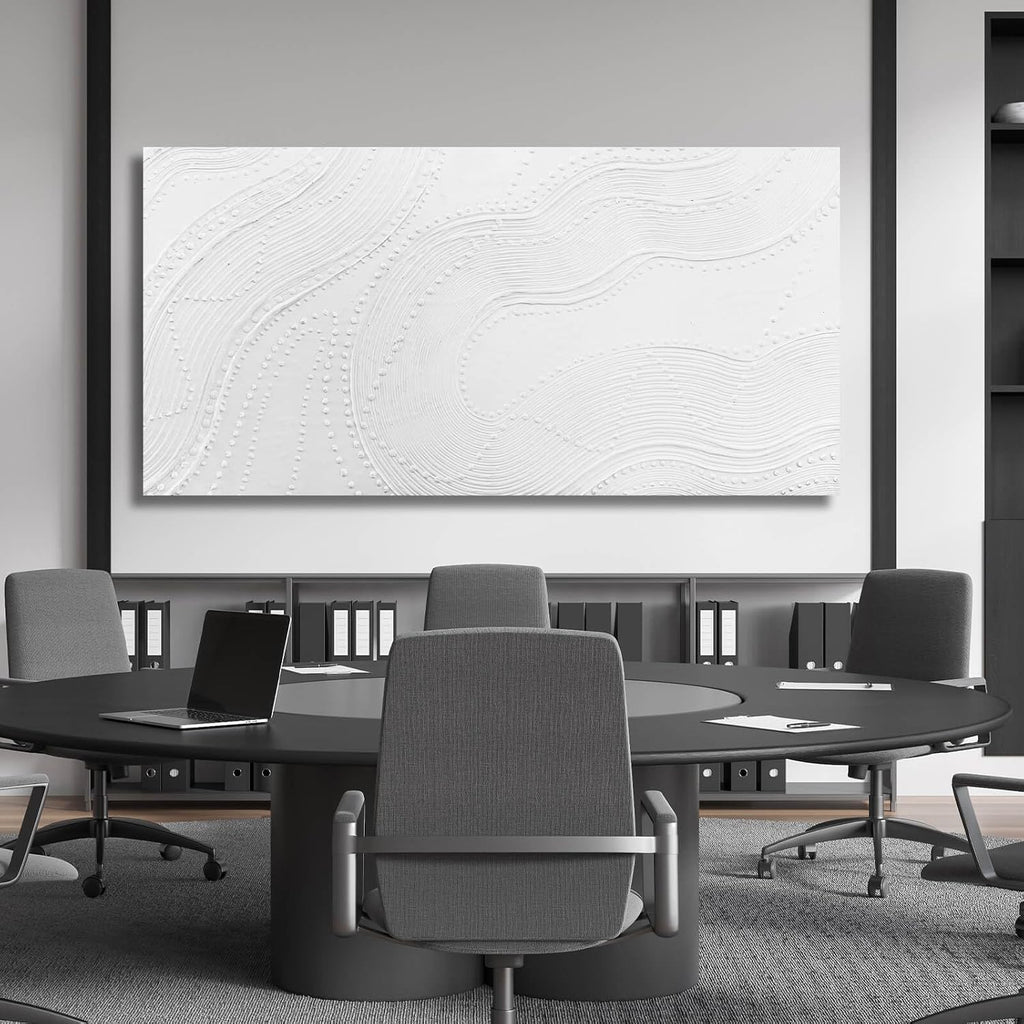 NBAODAN Large Wall Art Modern Canvas Picture Abstract Wall Decor White Line Art for Living Room Neutral Artwork for Office Bedroom 29'x58' Geometric Painting